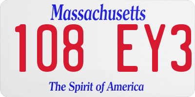 MA license plate 108EY3