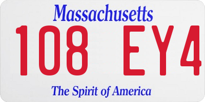 MA license plate 108EY4