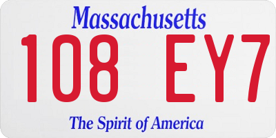 MA license plate 108EY7