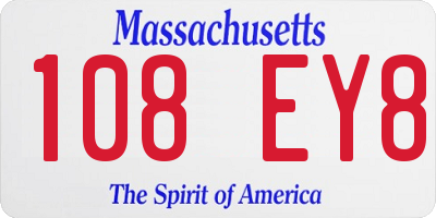 MA license plate 108EY8