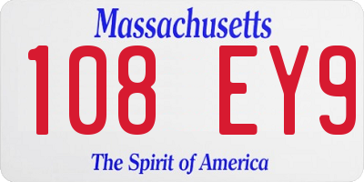 MA license plate 108EY9