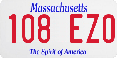 MA license plate 108EZ0