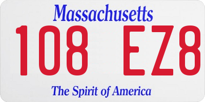 MA license plate 108EZ8