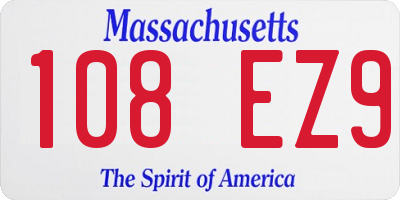 MA license plate 108EZ9
