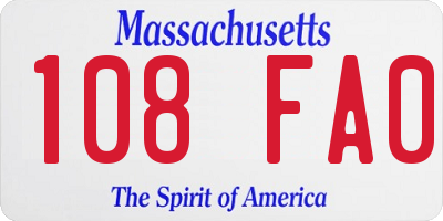 MA license plate 108FA0