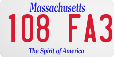 MA license plate 108FA3