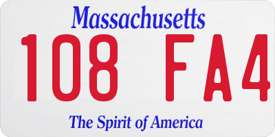 MA license plate 108FA4