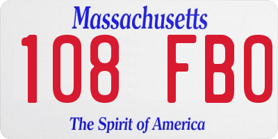 MA license plate 108FB0
