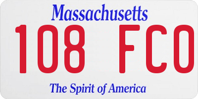 MA license plate 108FC0