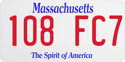 MA license plate 108FC7
