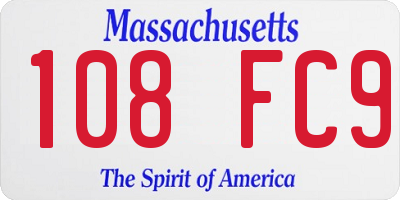MA license plate 108FC9