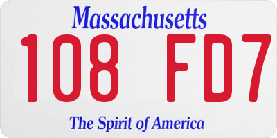 MA license plate 108FD7
