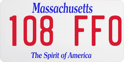 MA license plate 108FF0