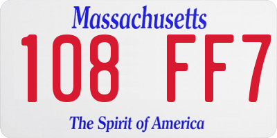 MA license plate 108FF7