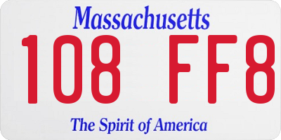 MA license plate 108FF8