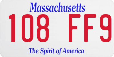 MA license plate 108FF9