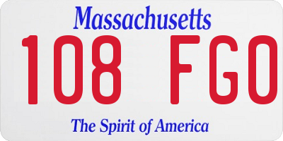 MA license plate 108FG0