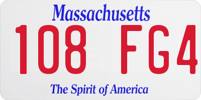 MA license plate 108FG4