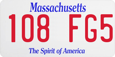 MA license plate 108FG5