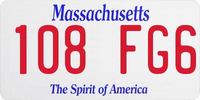 MA license plate 108FG6