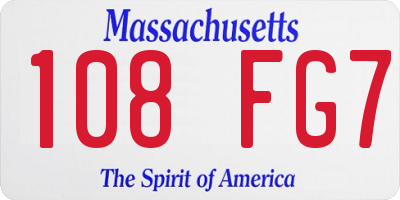 MA license plate 108FG7