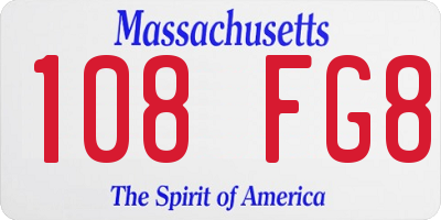 MA license plate 108FG8