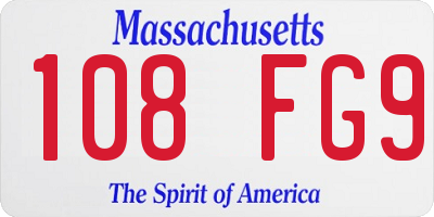 MA license plate 108FG9