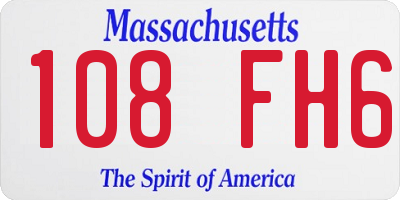 MA license plate 108FH6