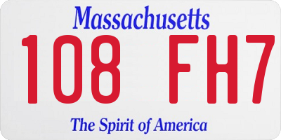 MA license plate 108FH7