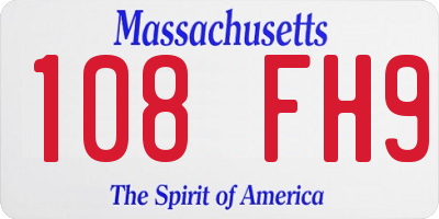 MA license plate 108FH9