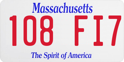 MA license plate 108FI7