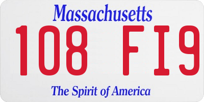 MA license plate 108FI9