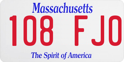 MA license plate 108FJ0