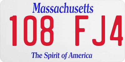 MA license plate 108FJ4
