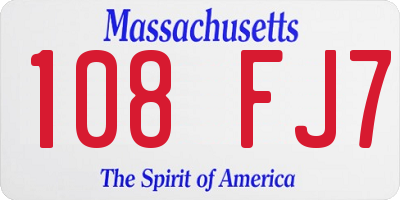 MA license plate 108FJ7