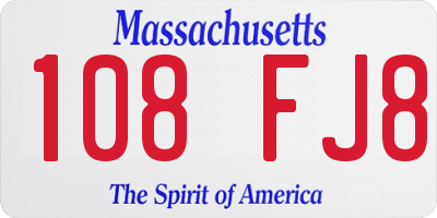 MA license plate 108FJ8