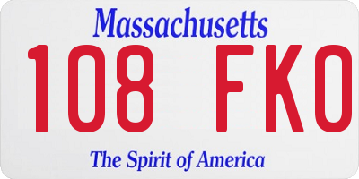 MA license plate 108FK0