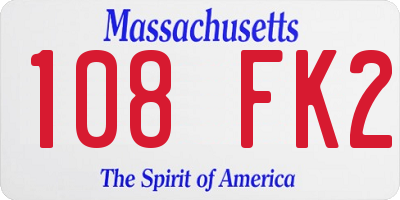 MA license plate 108FK2