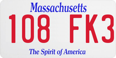 MA license plate 108FK3