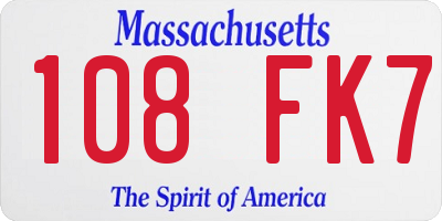 MA license plate 108FK7