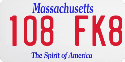 MA license plate 108FK8