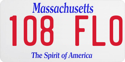 MA license plate 108FL0