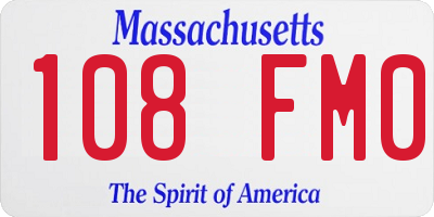 MA license plate 108FM0