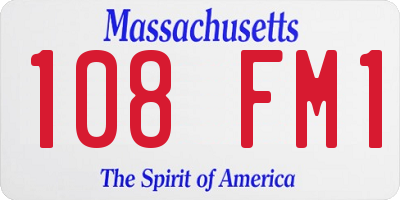 MA license plate 108FM1