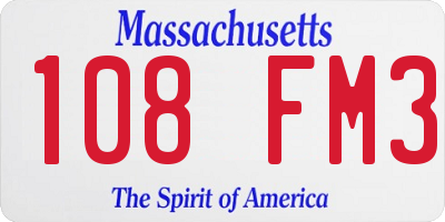 MA license plate 108FM3