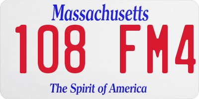 MA license plate 108FM4
