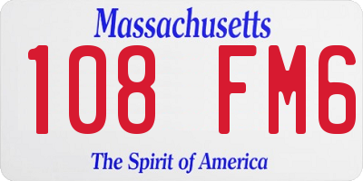 MA license plate 108FM6