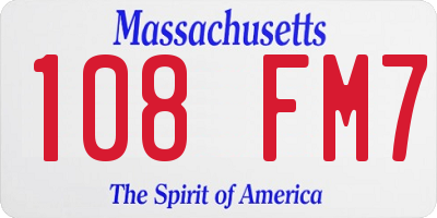 MA license plate 108FM7