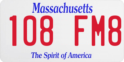 MA license plate 108FM8