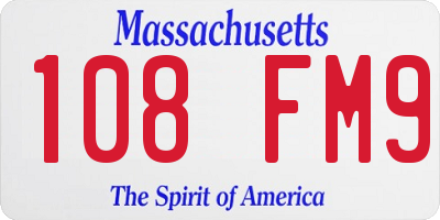 MA license plate 108FM9